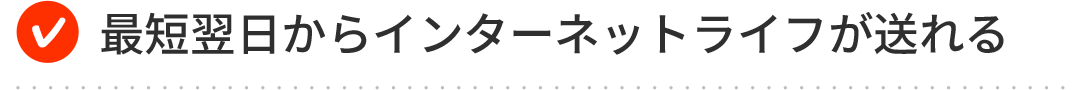 最短翌日からインターネットライフが送れる