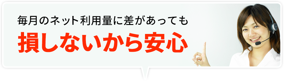 毎月のネット利用量に差があっても損しないから安心