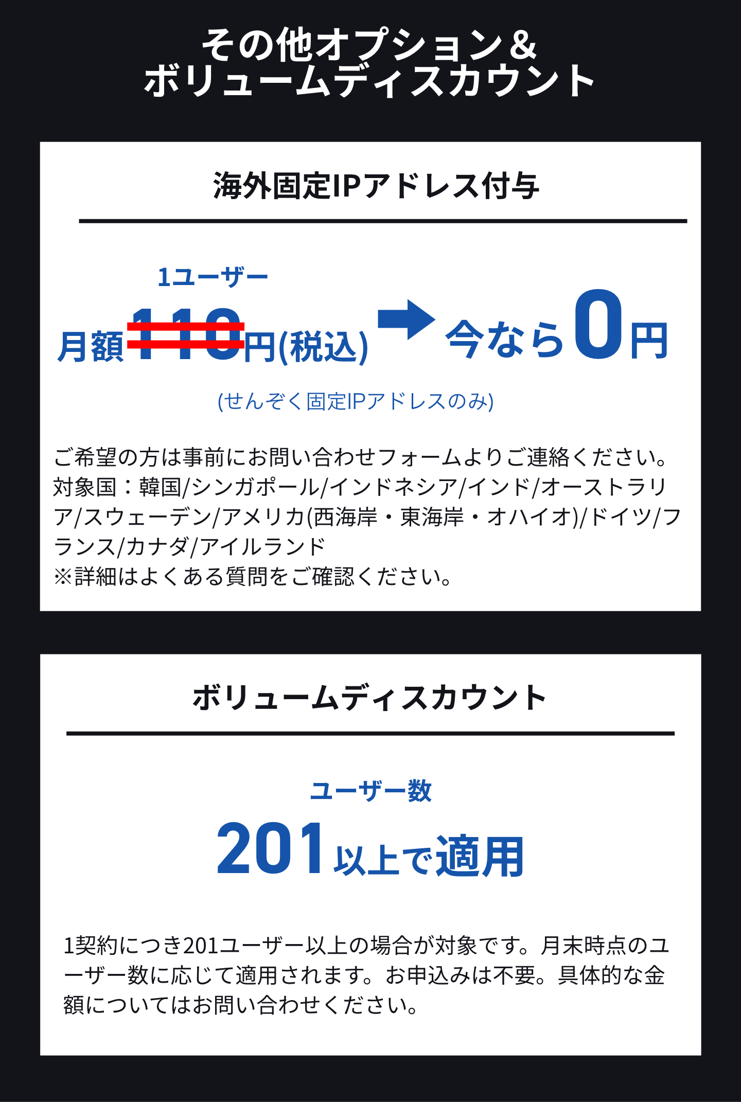 その他オプション＆ボリュームディスカウント